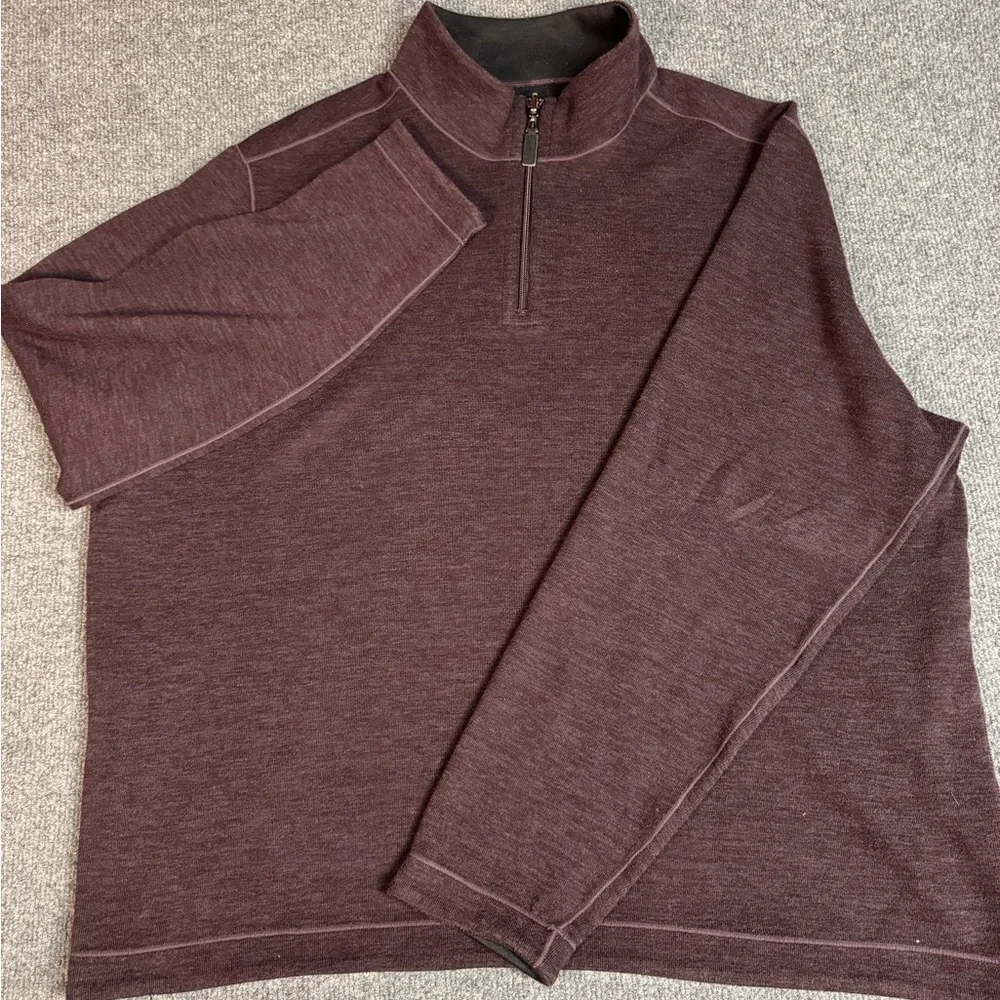 Jos A Bank‎ Traveler Men's 1/4 Zip Pullover Sweater XXL Pima Cotton Burgundy